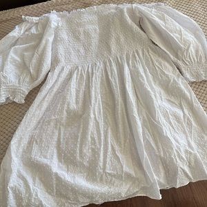 HILL HOUSE The Athena Nap Dress - White Swiss Dot SIZE L
